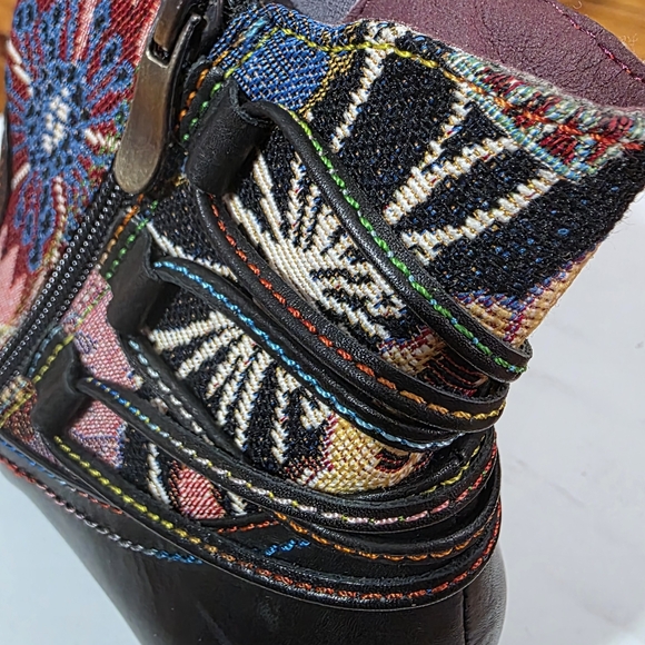 L'ATISTE Vintage Leather Boho Floral Ankle Boots Sz 37 7 - Picture 4 of 7